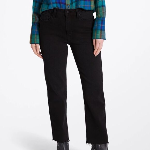 JUST USA Phillip slim HighRise Raw Hem straight leg jeanBLACK 14P stitch Fix NWT - Picture 1 of 8